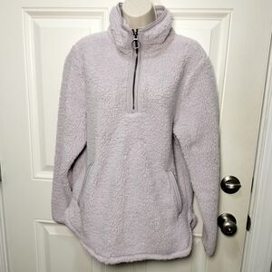 Cozy Sherpa Large Lavender Women's Turtleneck Fleece Pullover